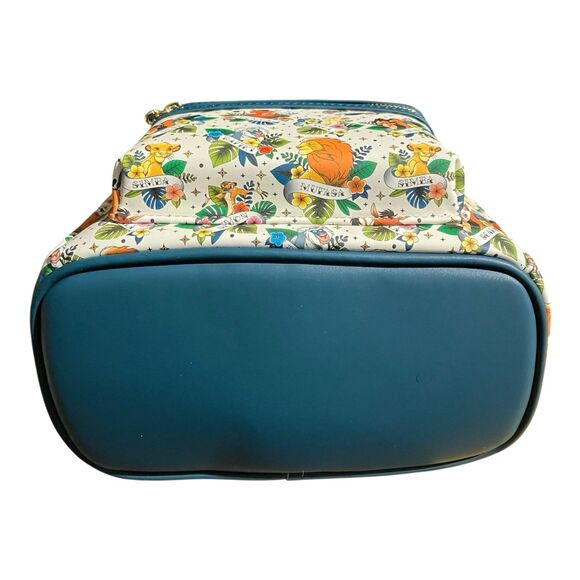 LOUNGEFLY Backpack White Disney Lion King Tattoo Charm Pumba Simba Scar Tropical - Picture 6 of 7